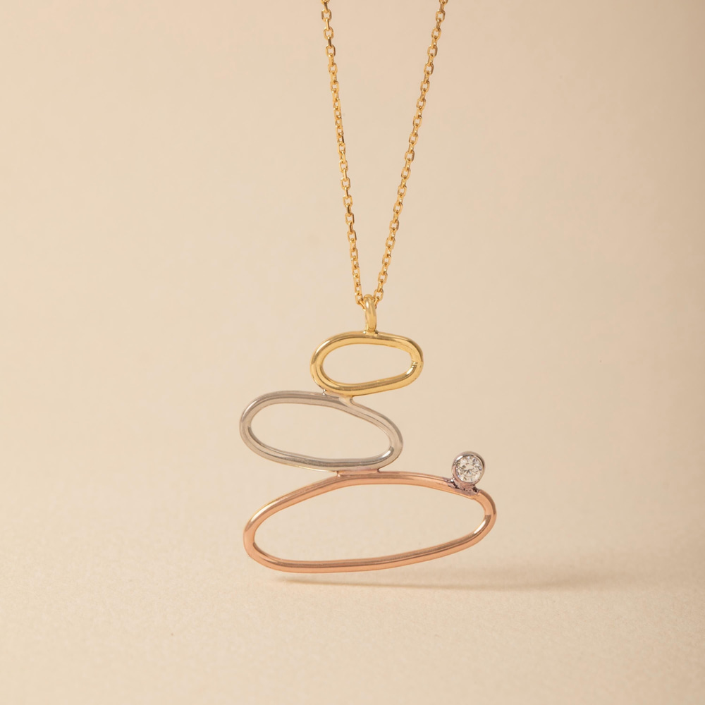 Zen Taşları İlhamlı Altın Kolye - Goldstore