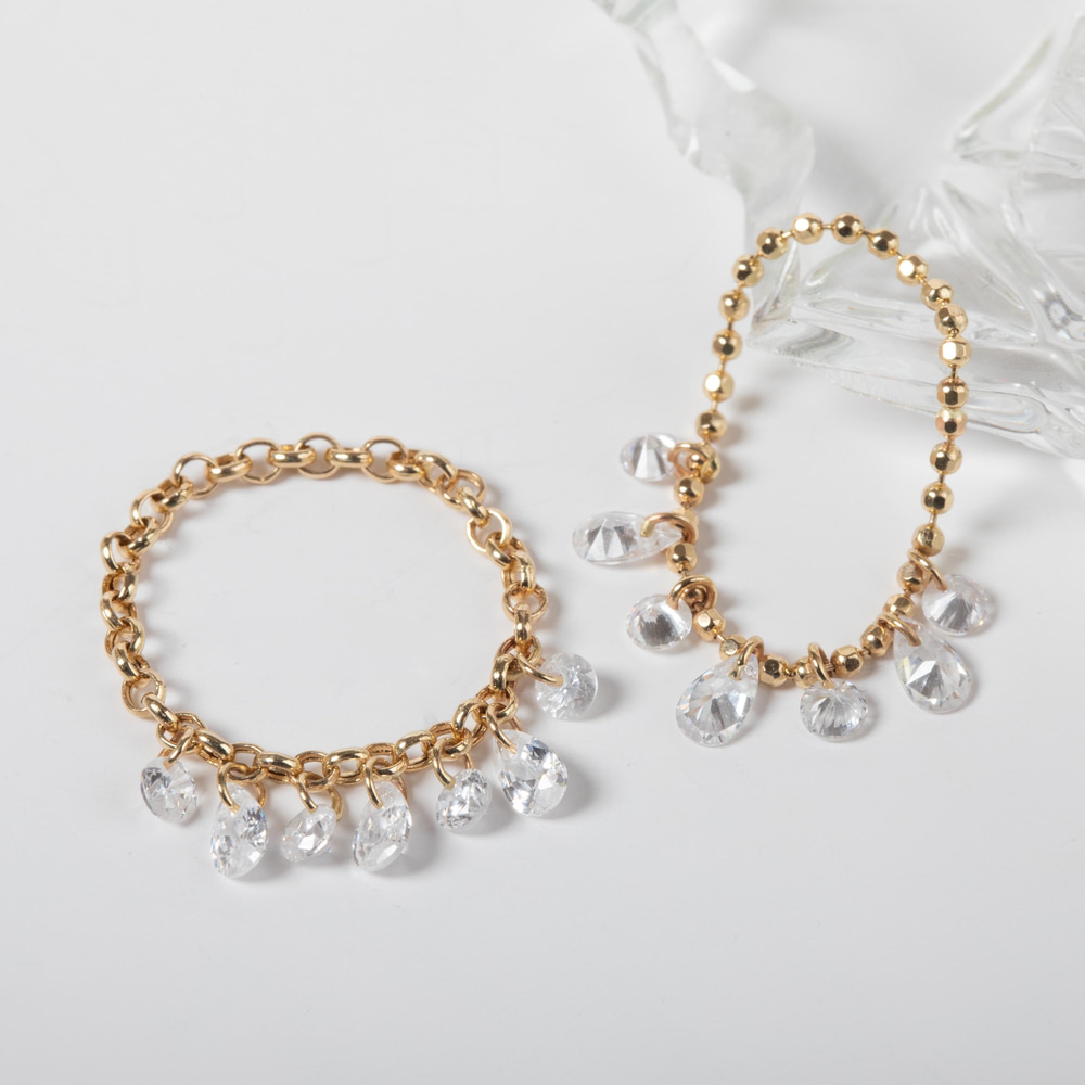Zincir Sallantılı Zirkon Taşlı Altın Yüzük - Goldstore