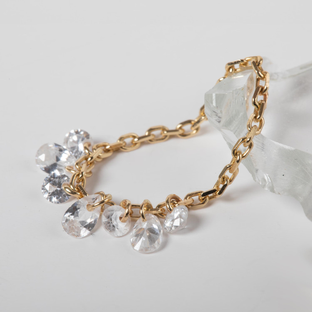 Zincir Sallantılı Zirkon Taşlı Altın Yüzük - Goldstore