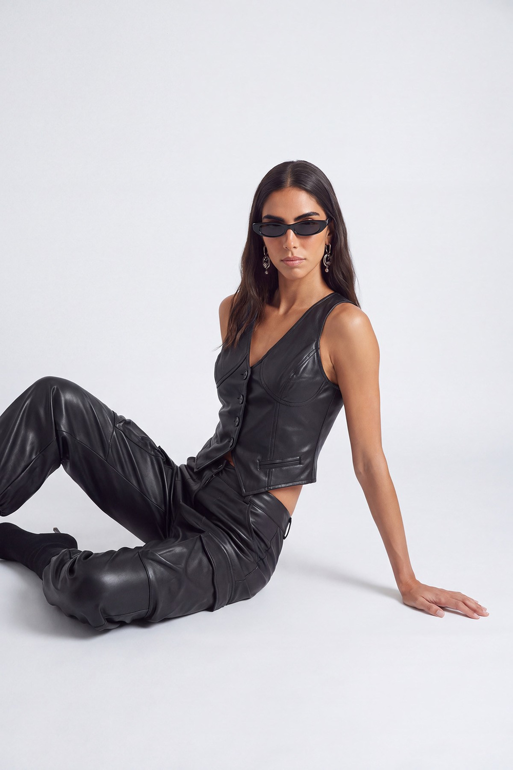 Hera Leather Vest Black