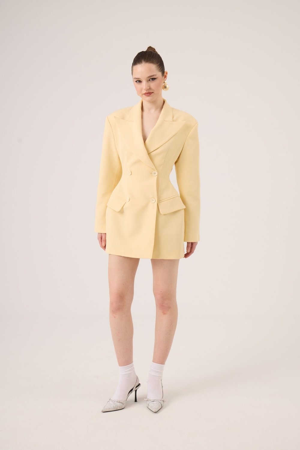 Galina Blazer Jacket, Yellow, Fitted at the Waist