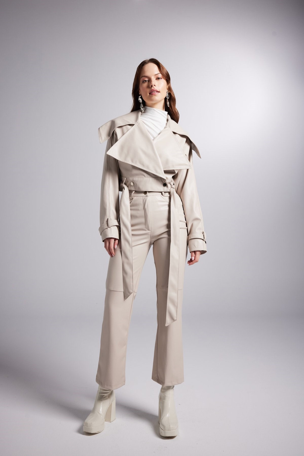 Neeko Leather Jacket Beige