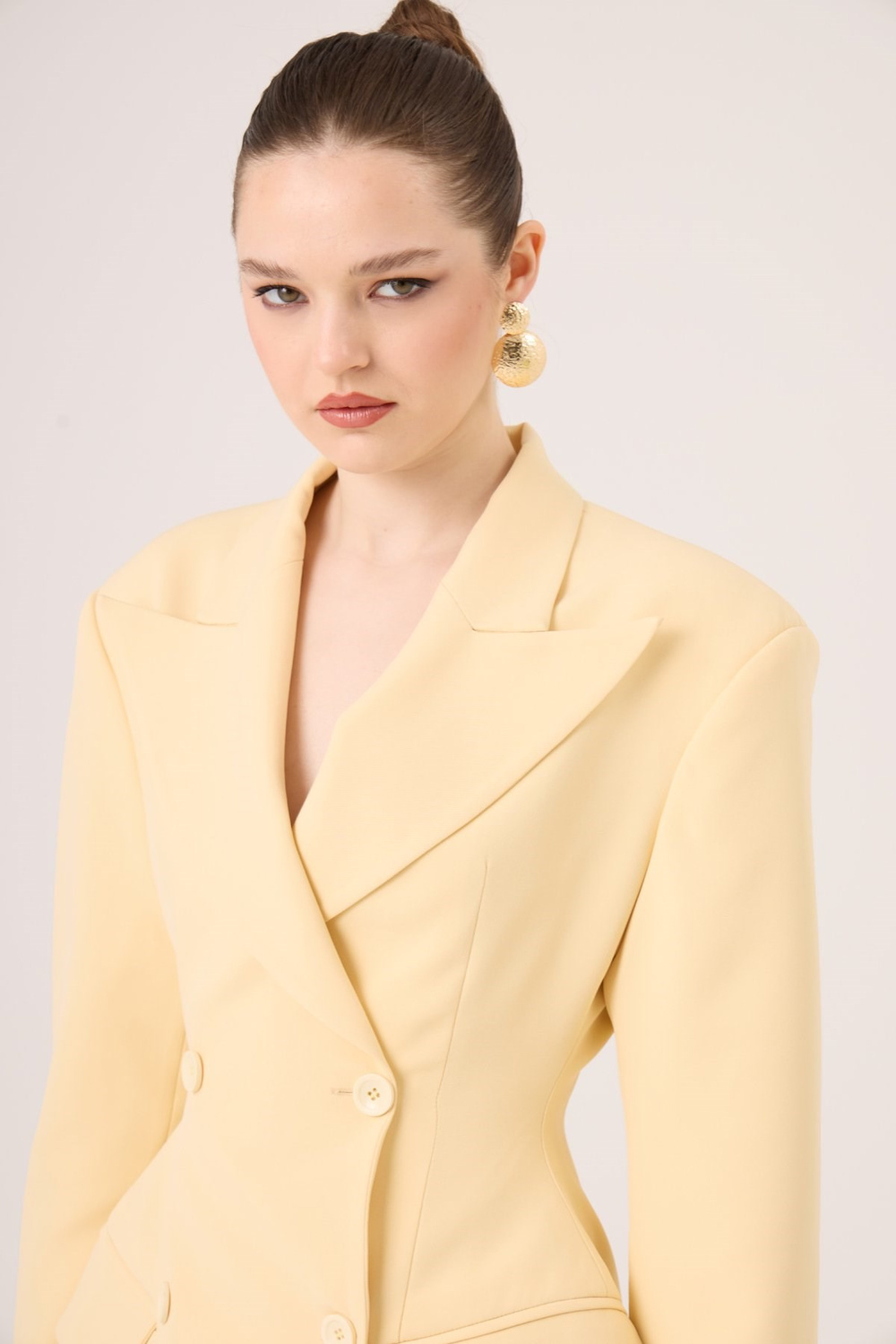 Galina Blazer Jacket, Yellow, Fitted at the Waist