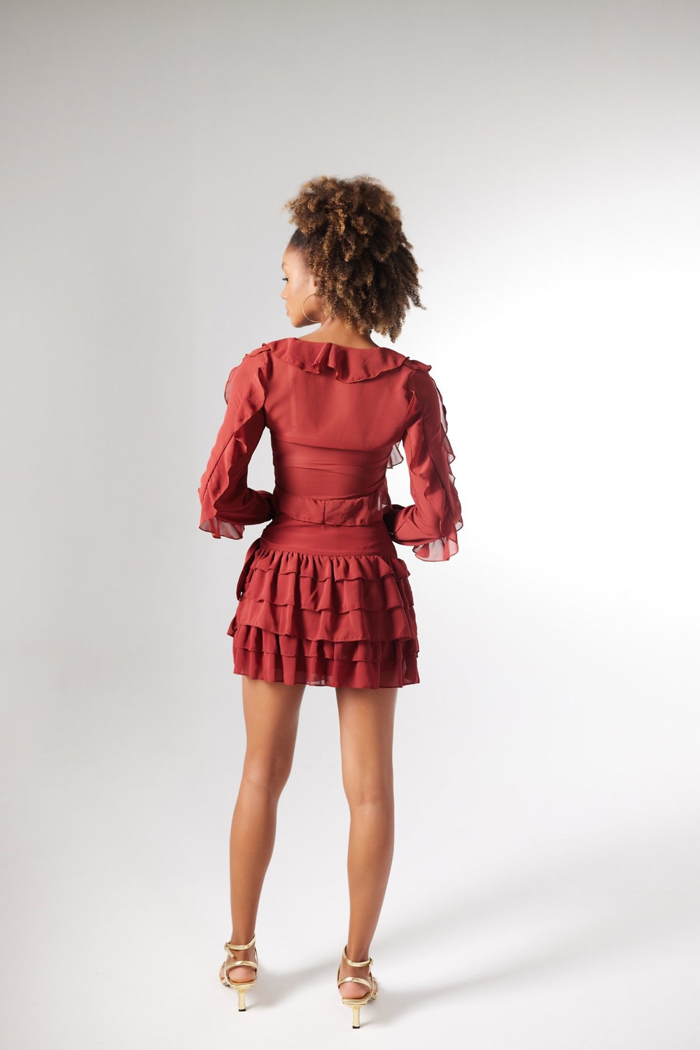 Crop Model Bağlamalı Kol Detaylı Elsa Bluz Kahve