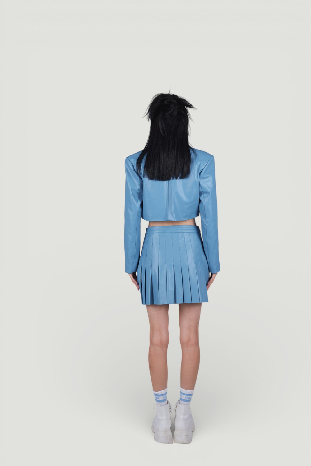 Crop Model Astarlı College Ceket Mavi