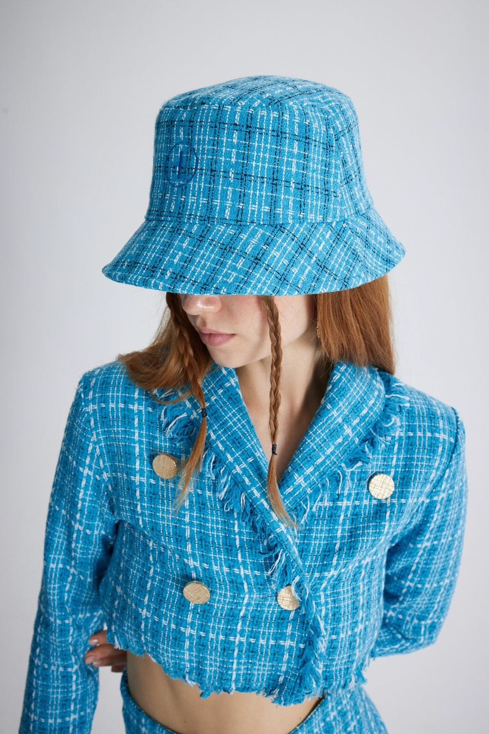 Tweed Bucket Hat Blue