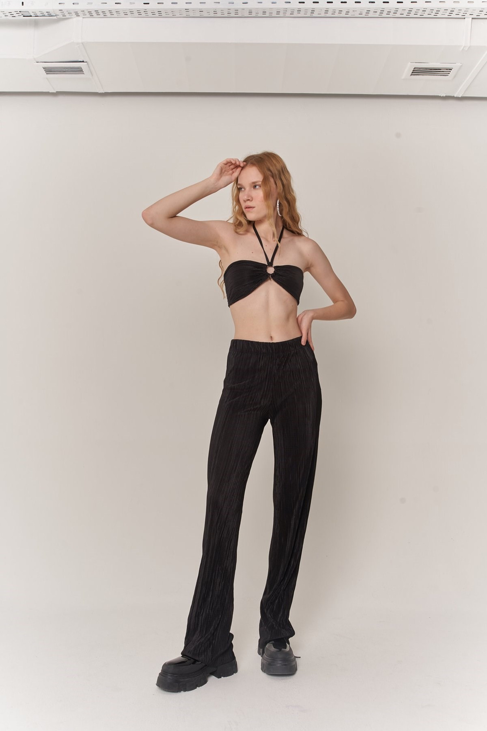 Kadın Siyah Crop Bağlamalı Cardy Bluz