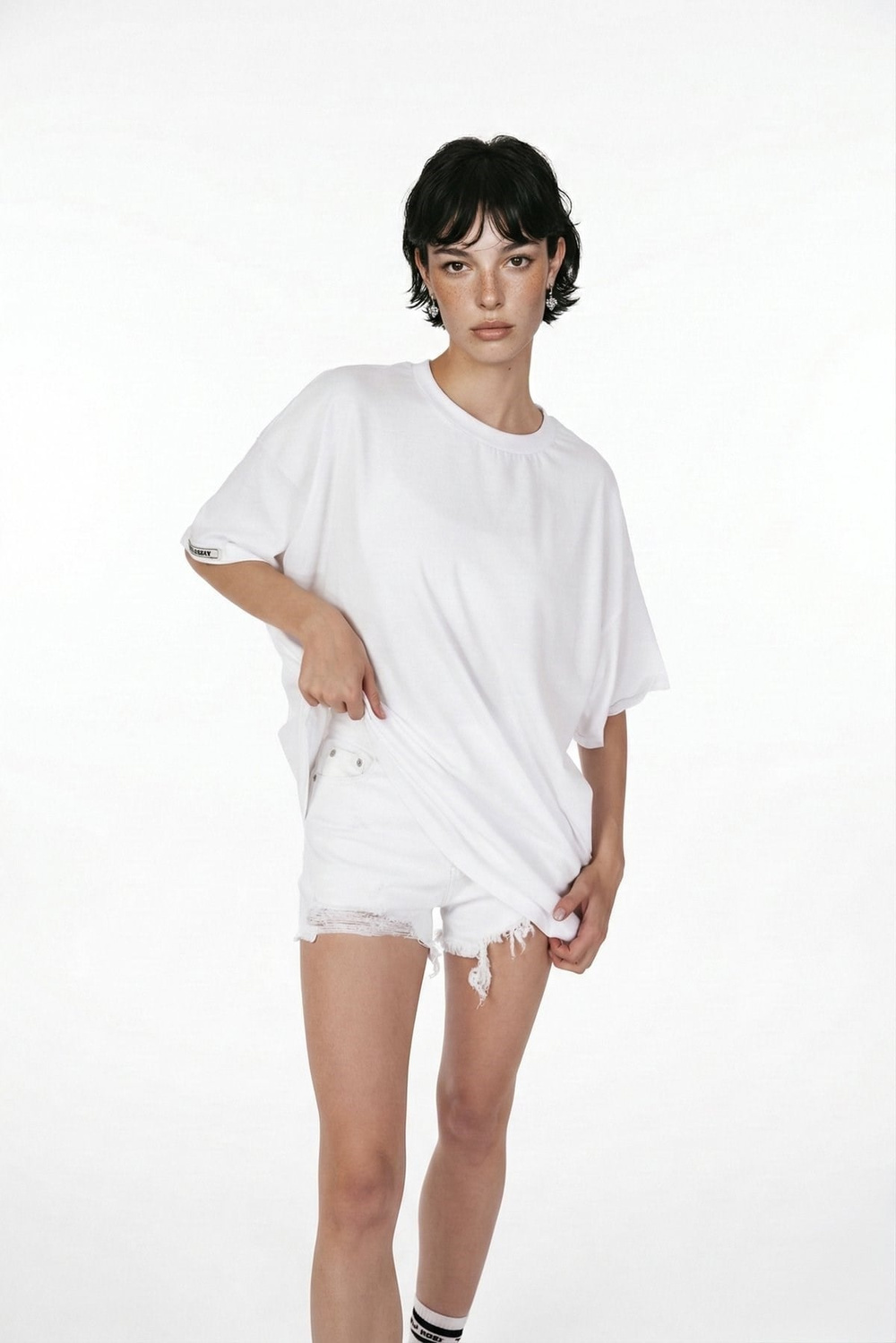  Pamuklu Unisex Oversize Lure Tshirt Beyaz