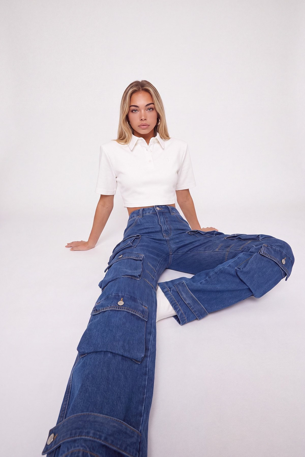 Cargo Jean Trousers Blue