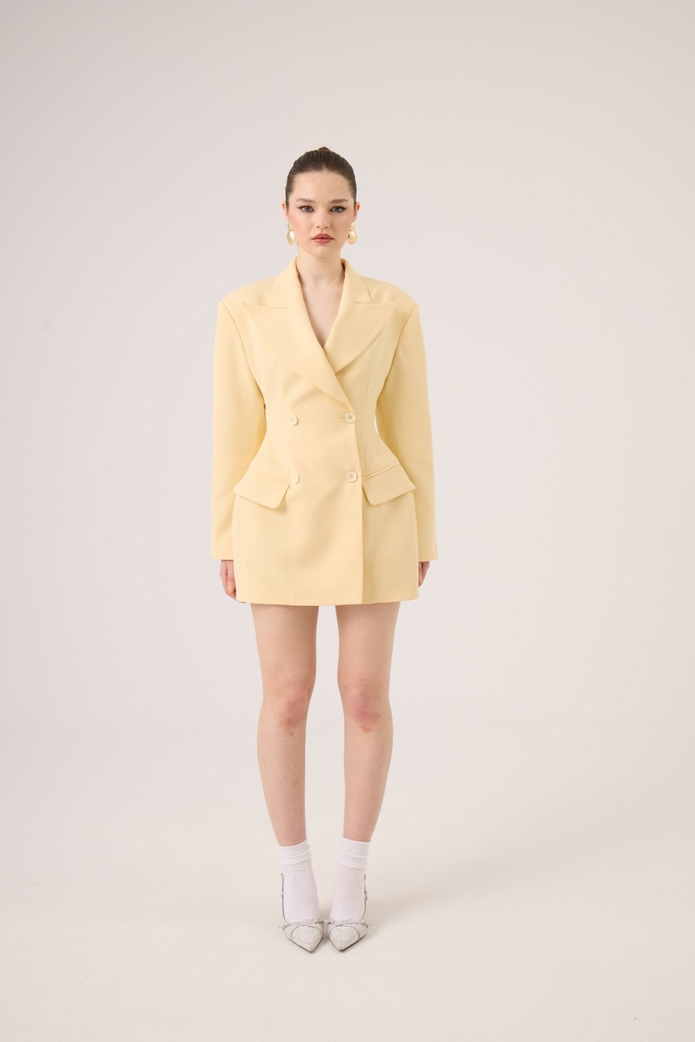Galina Blazer Jacket, Yellow, Fitted at the Waist