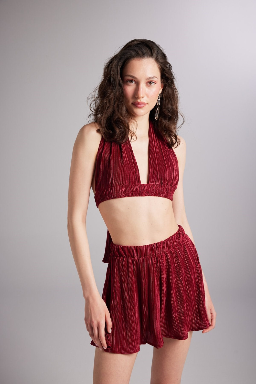 Beli Lastikli Bağlamalı Comfy Büstiyer Bordo