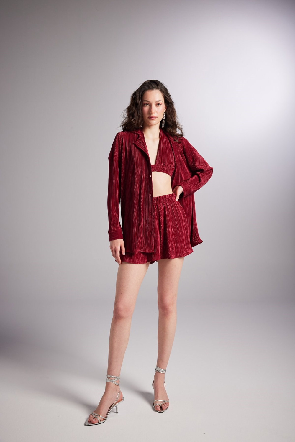 Comfy Oversize Shirt Claret Red