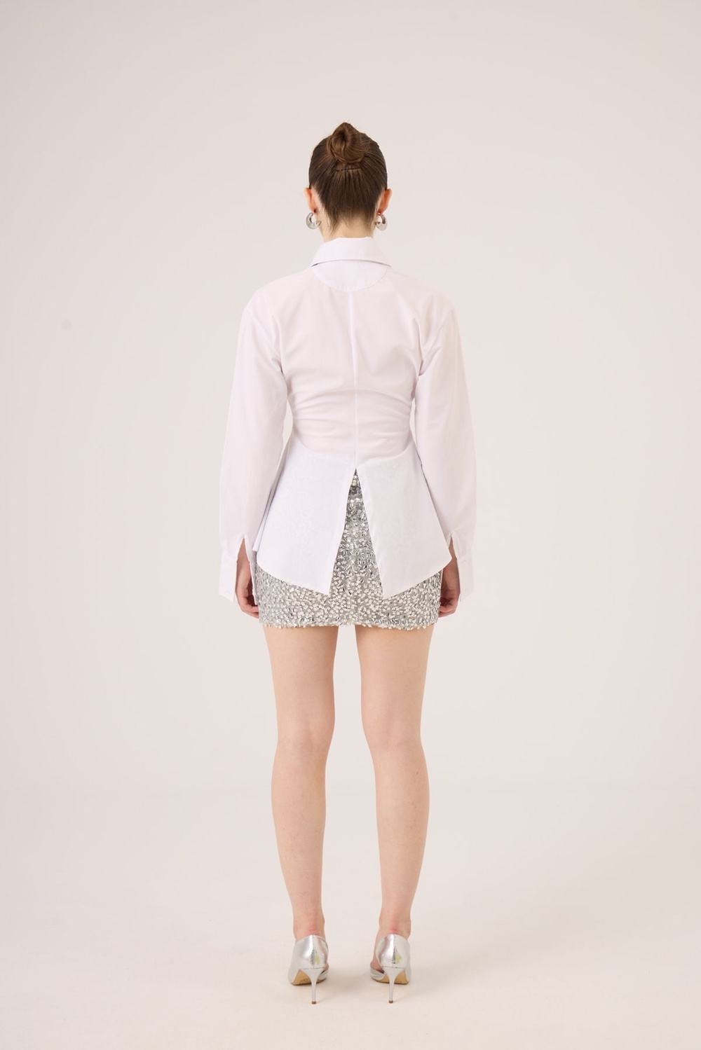 Paula Shirt, White, Fitted Waist