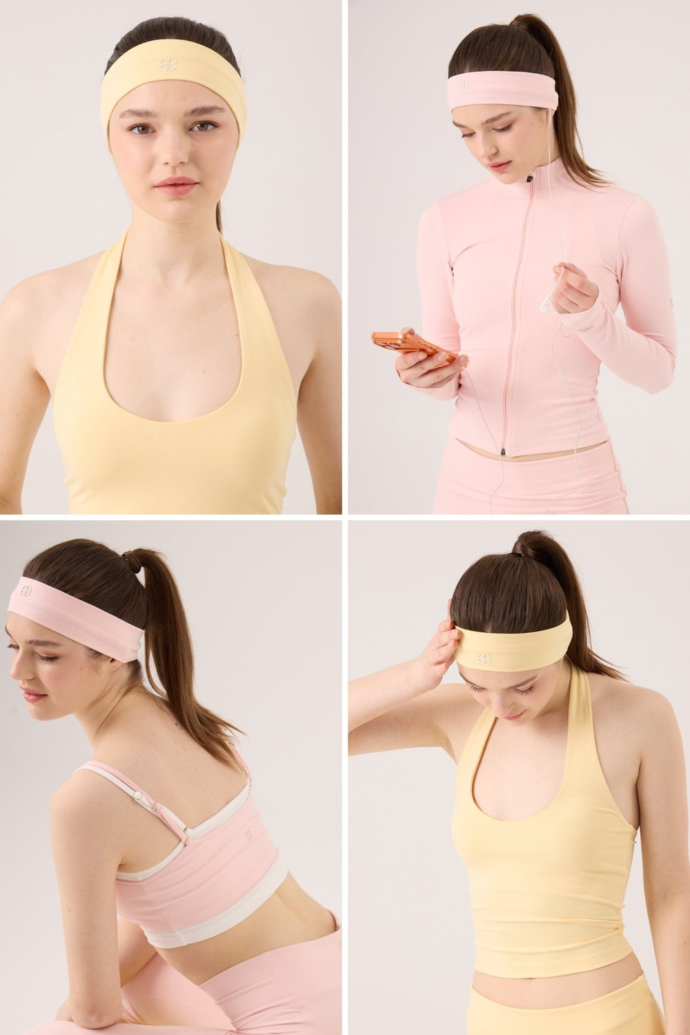  Holly Headband Pink - Yellow Set