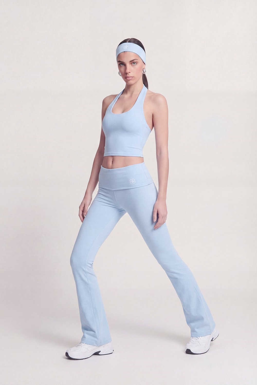 Beli Kıvrımlı Flare Ellen Tayt Pantolon Mavi