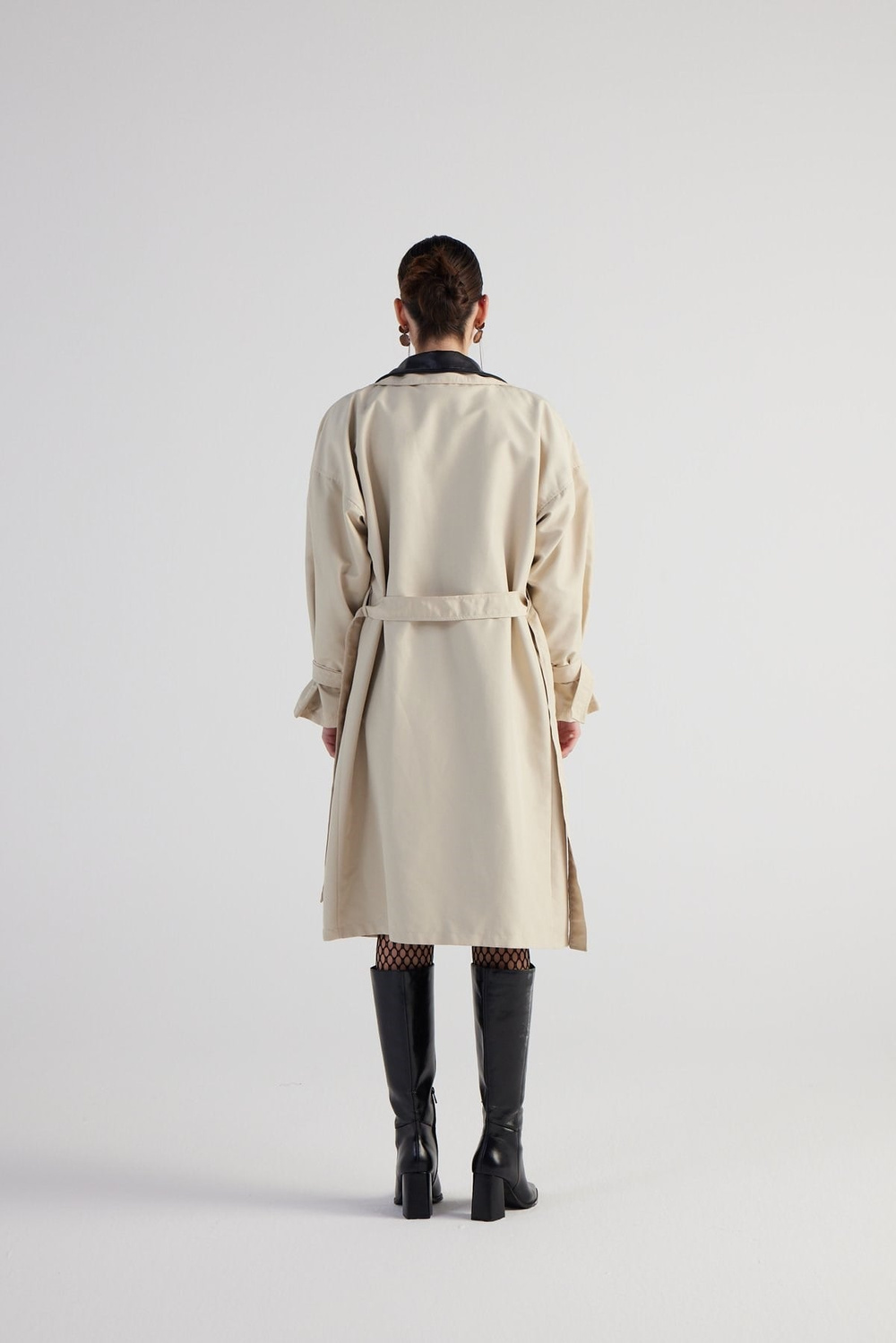 Maxi Boy Kemerli Cloak Trençkot Bej
