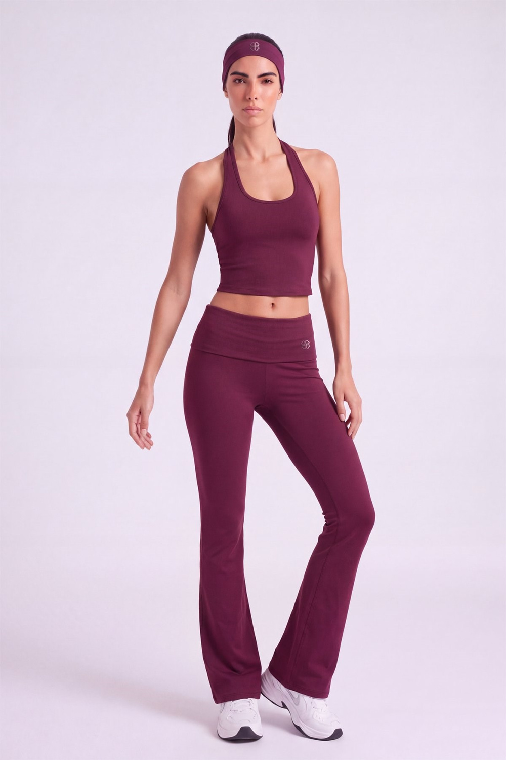Beli Kıvrımlı Flare Ellen Tayt Pantolon Bordo