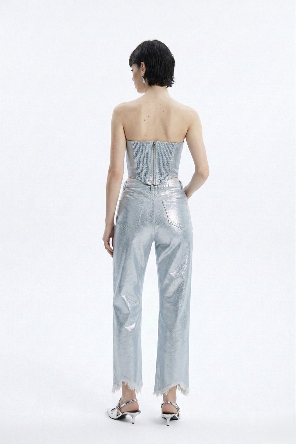 Özel Yapım Parlak Kaplamalı Glossy Jean Pantolon Mavi