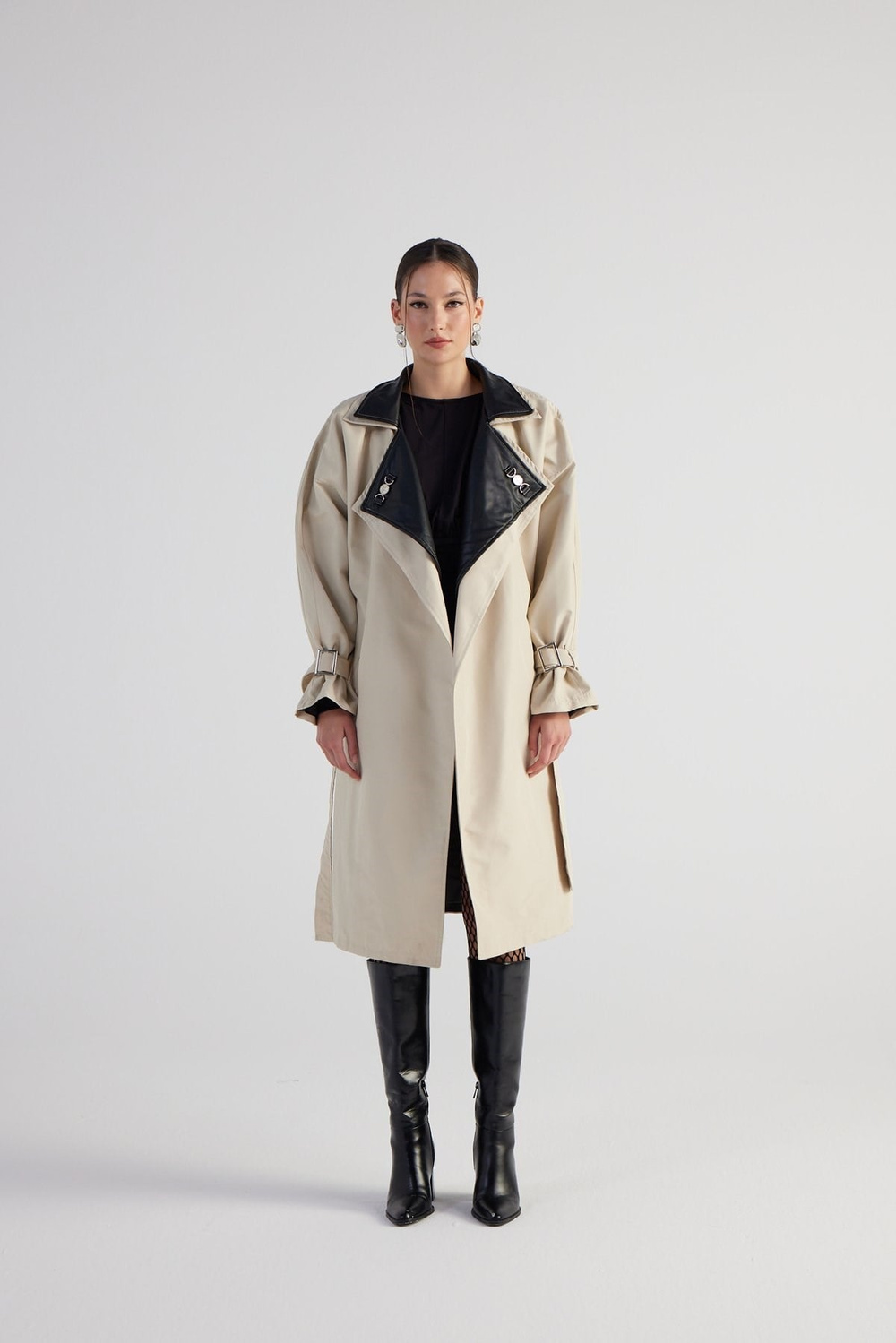 Maxi Boy Kemerli Cloak Trençkot Bej