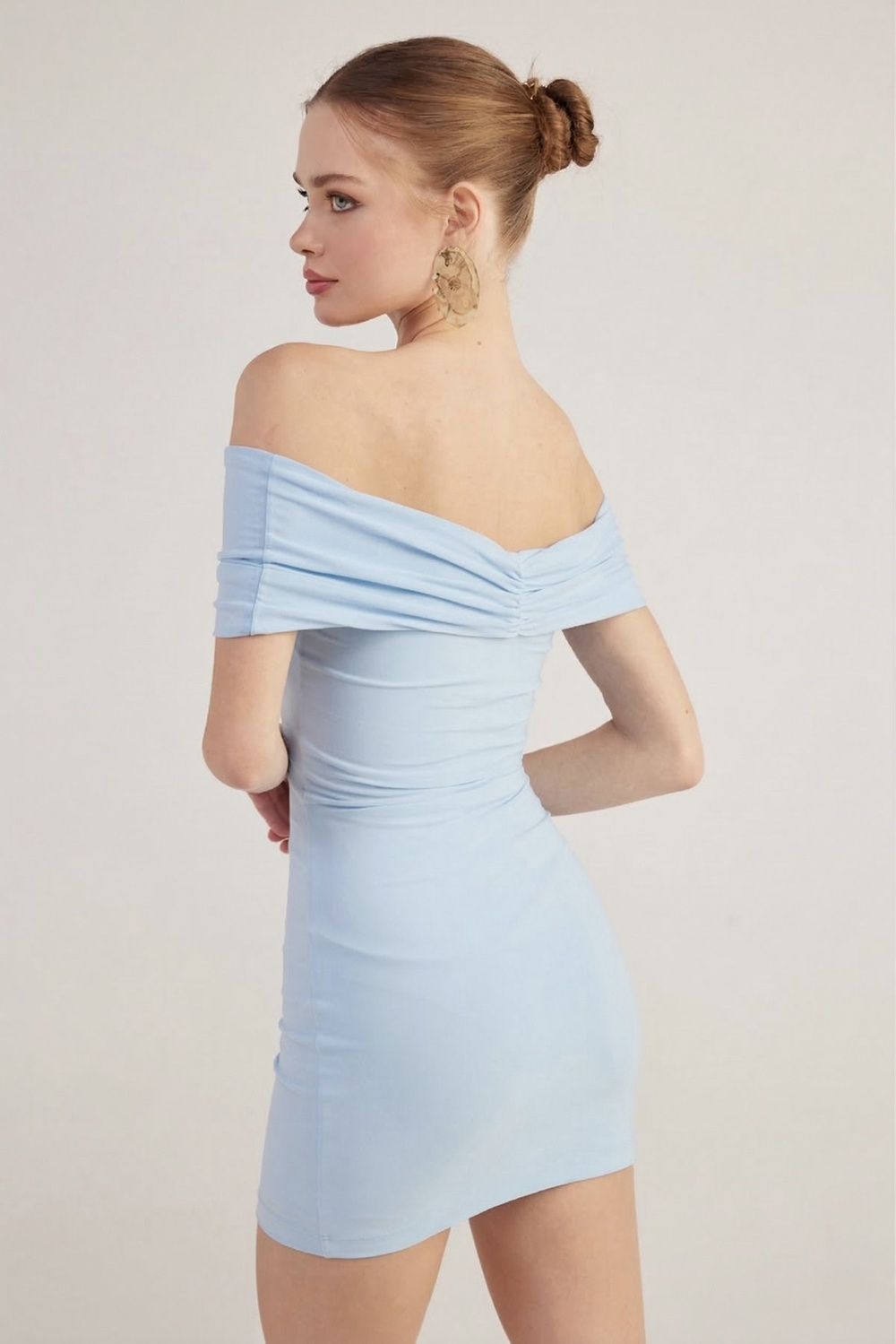 Madonna Neck Mini Muse Dress Blue 