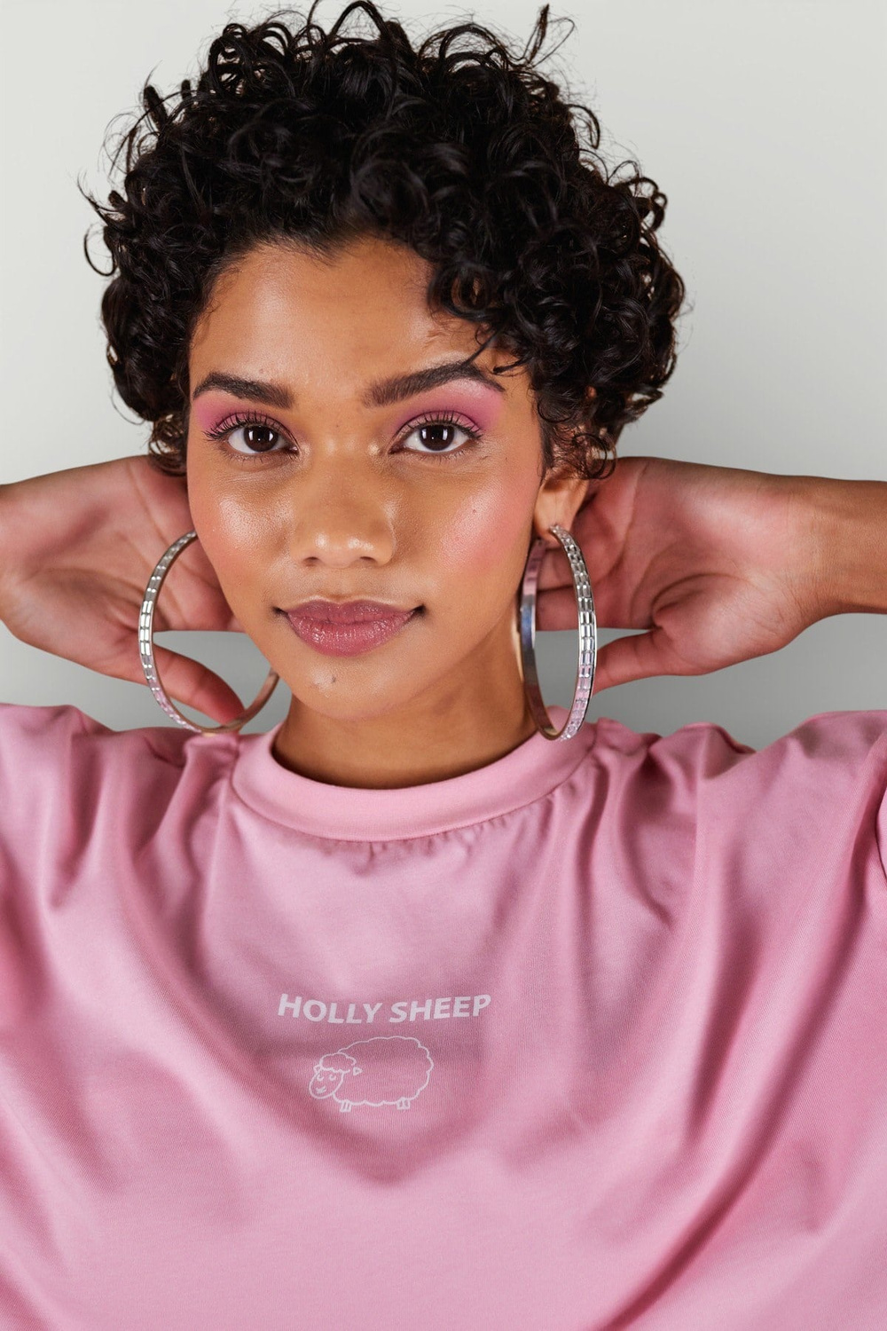 Bisiklet Yaka Holly Crop Tshirt Pembe
