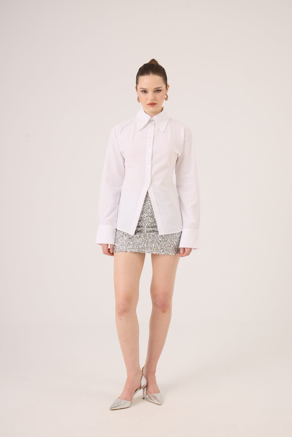 Paula Shirt, White, Fitted Waist
