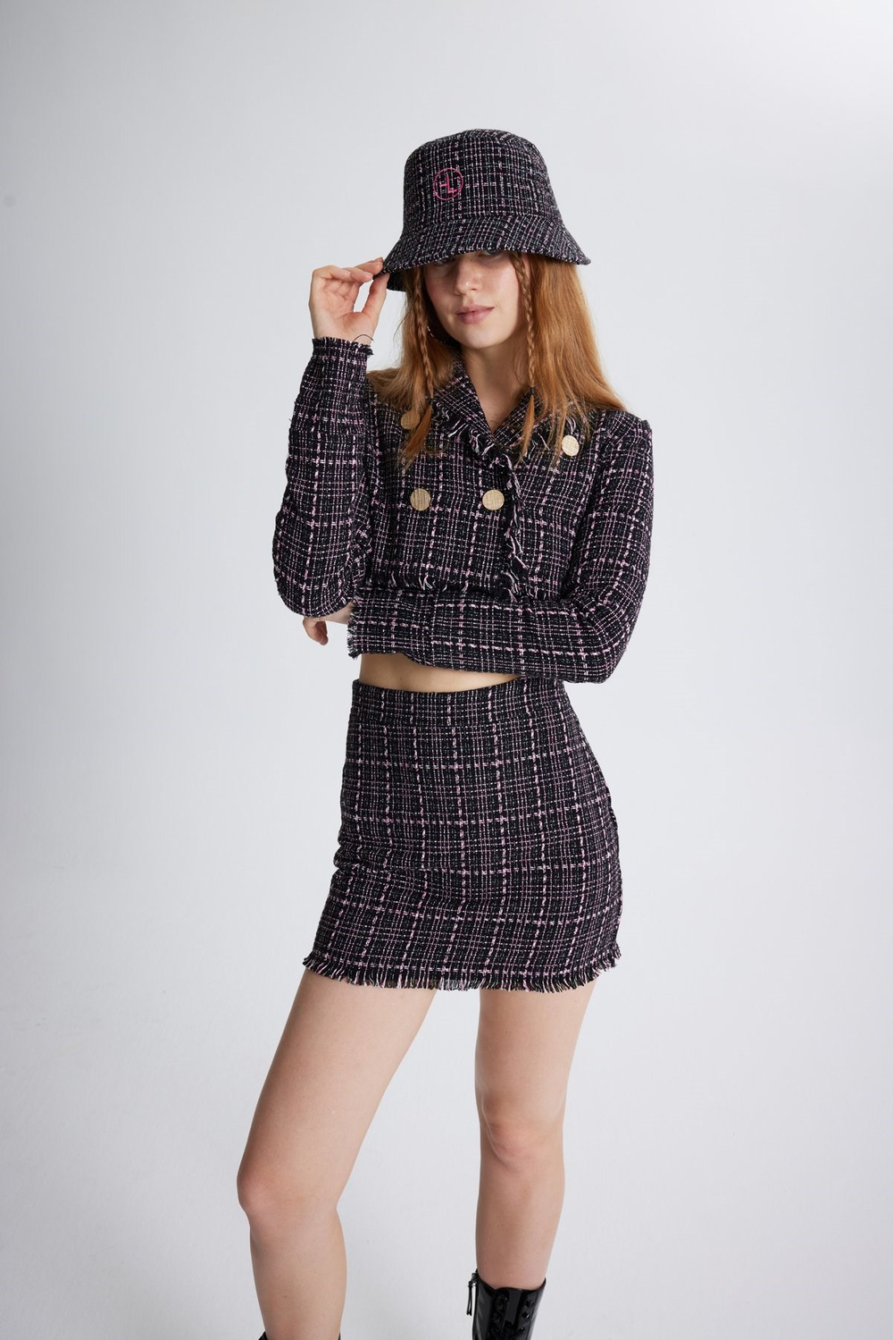 Tweed Bucket Hat Black