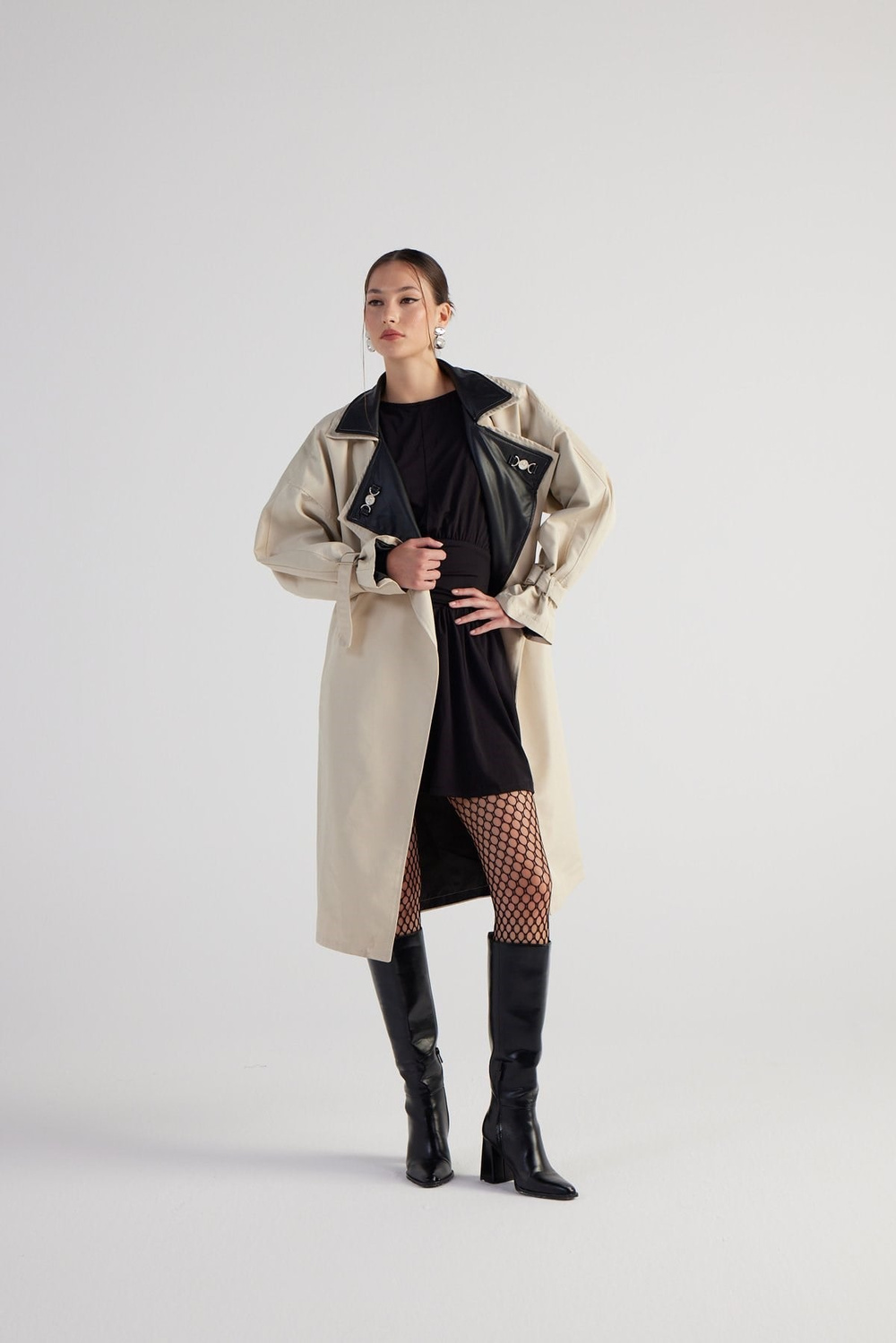 Maxi Boy Kemerli Cloak Trençkot Bej