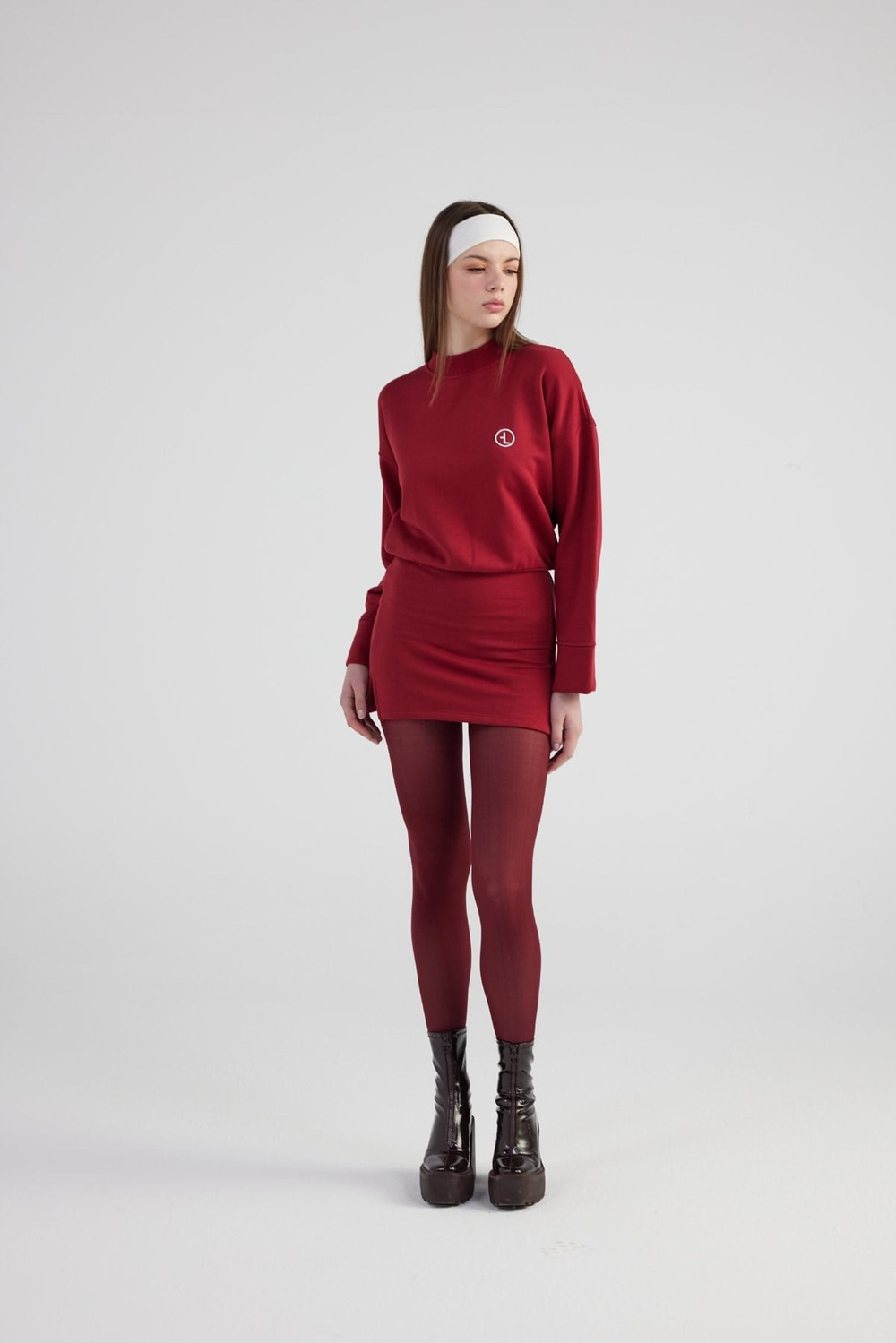 Yırtmaçlı Dokuma Kumaş Mini Claire Elbise Bordo