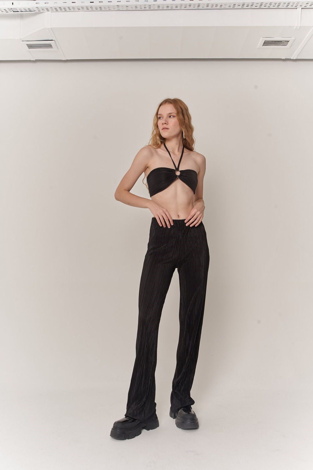 Kadın Siyah Crop Bağlamalı Cardy Bluz