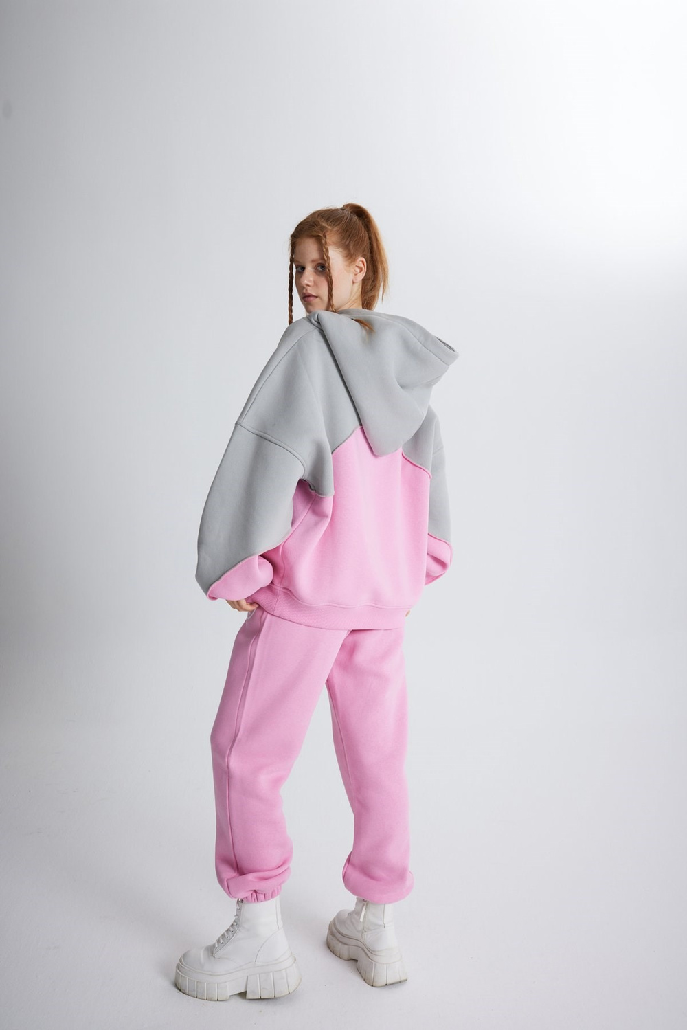 Şardonlu 3 İplik Kumaş Oversize Kapişonlu Revenge Sweatshirt Pembe