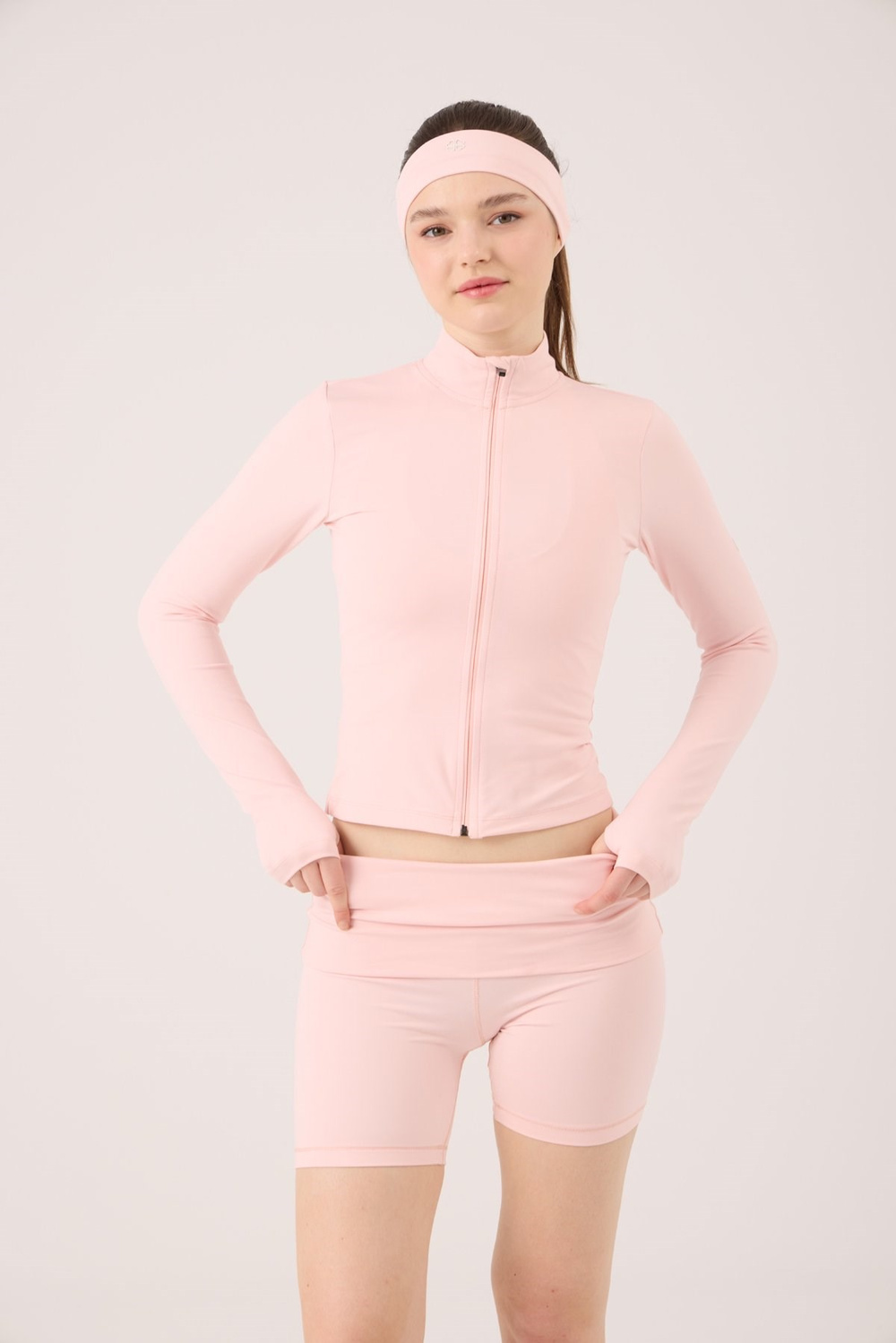 Fabiola Jacket with Finger Detail and Zipper, Pink