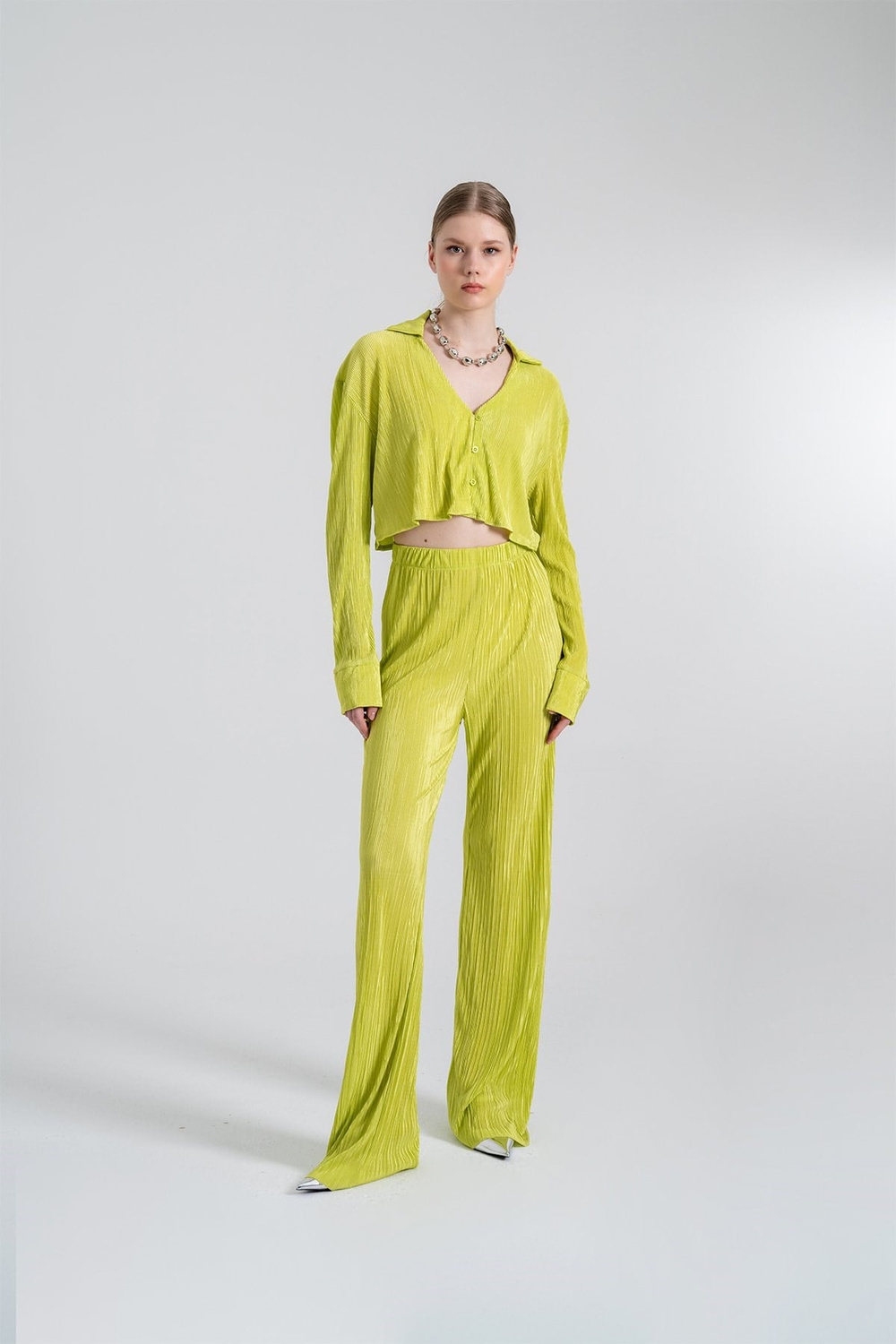 Beli Lastikli Esnek Comfy Pantolon Yeşil