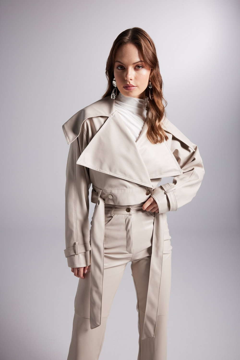 Neeko Leather Jacket Beige