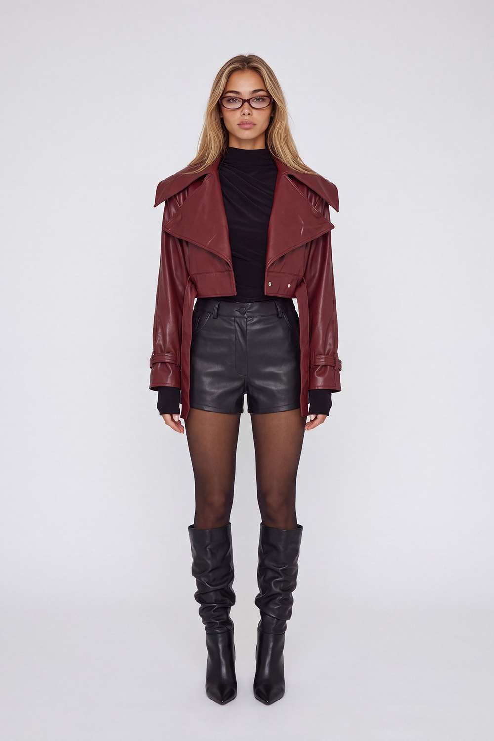 Neeko Leather Jacket Claret Red