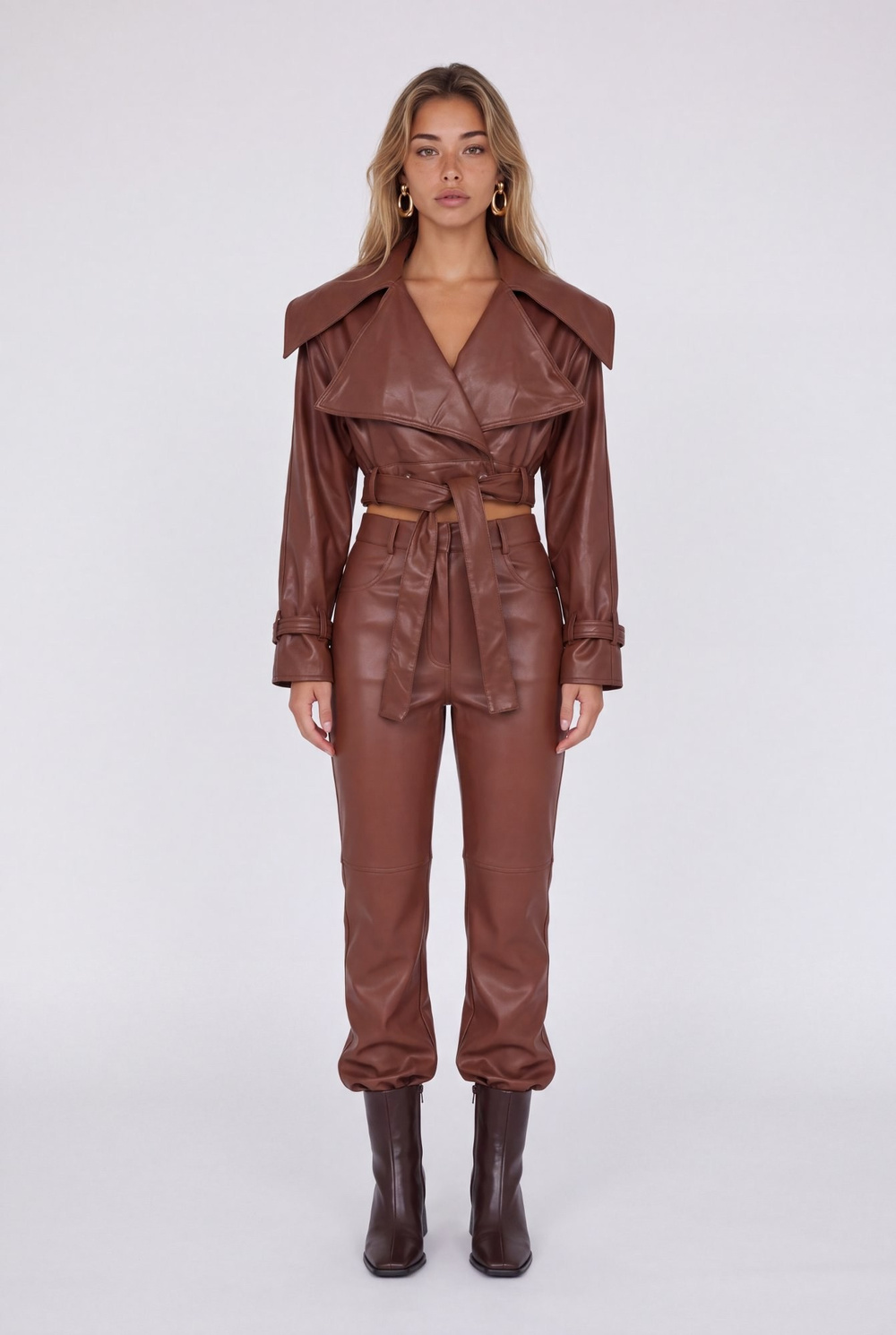 Dolores Leather Trousers Brown
