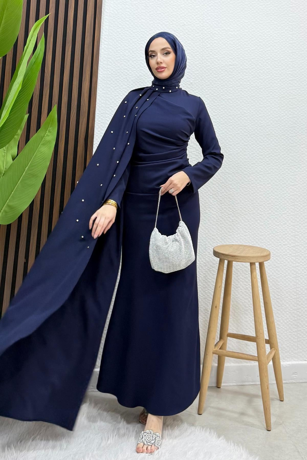 Ayşen Krep Abiye Lacivert