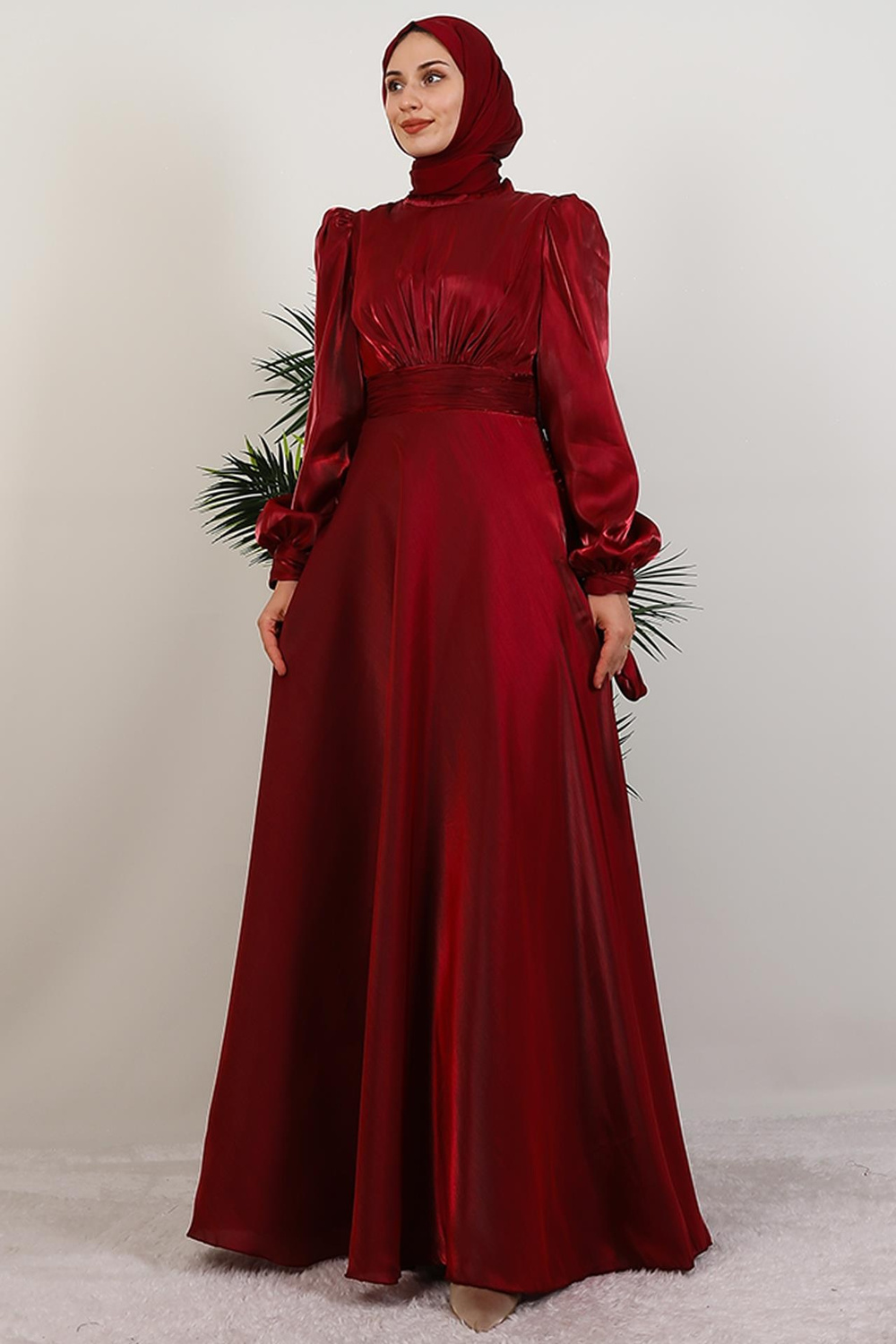 Manolya Organze Abiye Bordo
