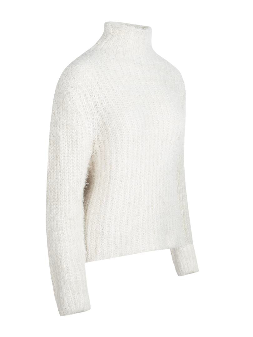 Tüylü Oversize Triko Kazak - Ekru