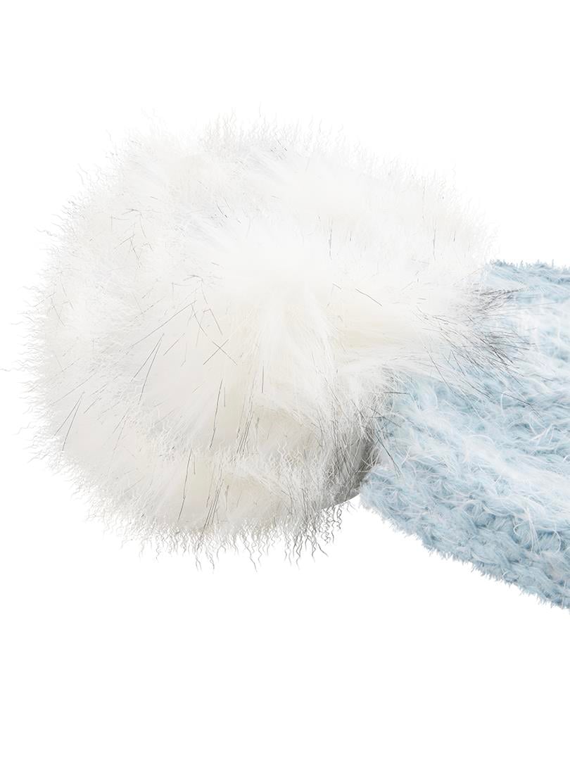 Ponpon Detaylı Triko Bere - Mavi