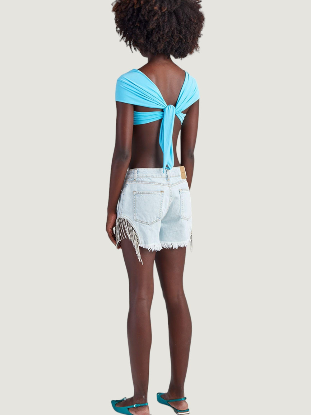Aksesuar Detaylı Mini Jean Şort - İndigo