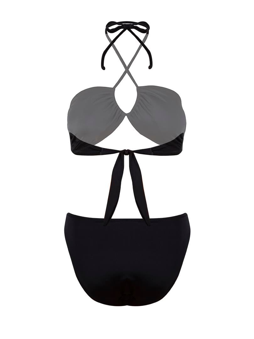Bağlamalı Straplez Bikini Takımı - Siyah