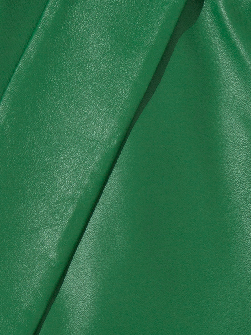 Bel Detaylı Deri Etek - Yeşil