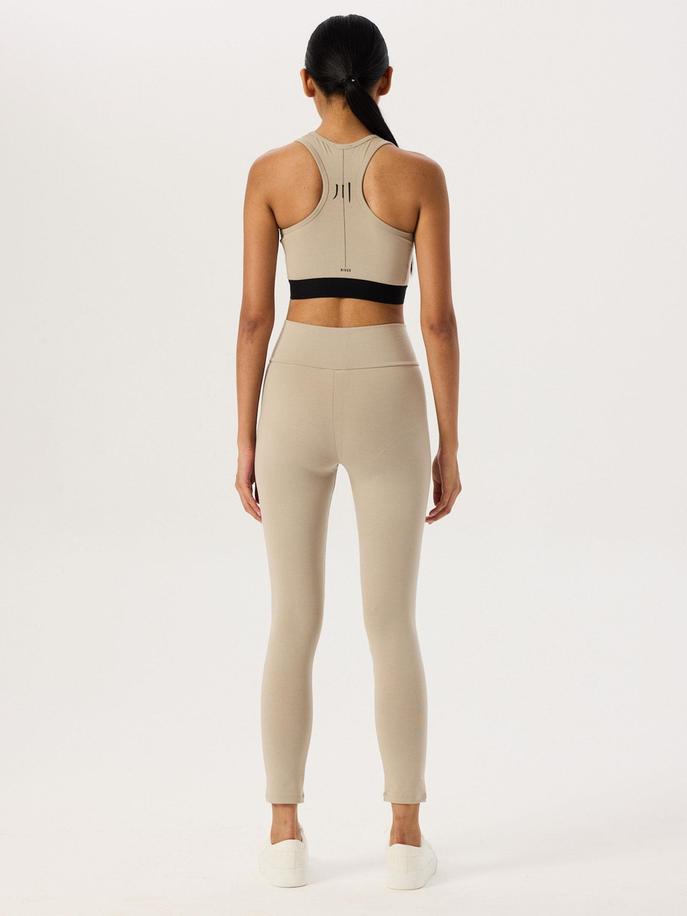 Bel Detaylı Spor Tayt - Bej