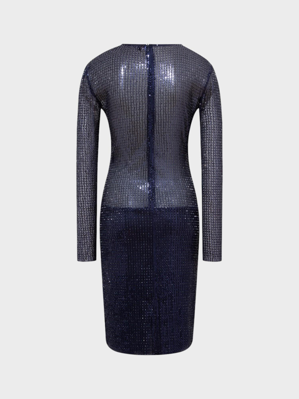 Belden Bağlama Detaylı Transparan Kısa Elbise - Lacivert