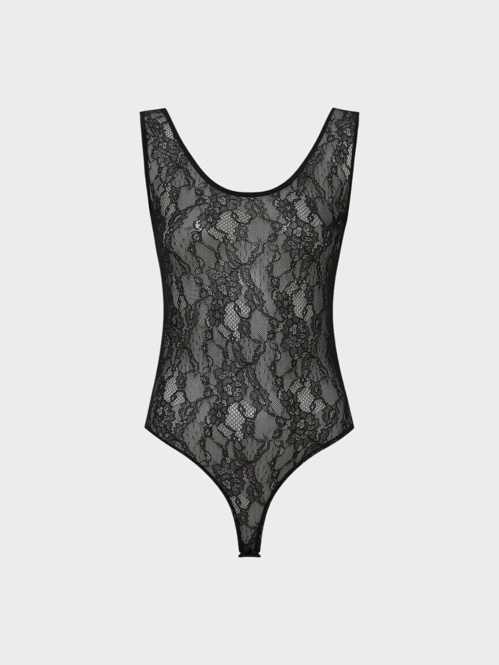 Dantel Bisiklet Yaka Body - Siyah