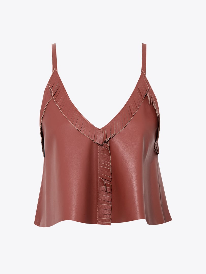 Deri Crop Top - Bordo