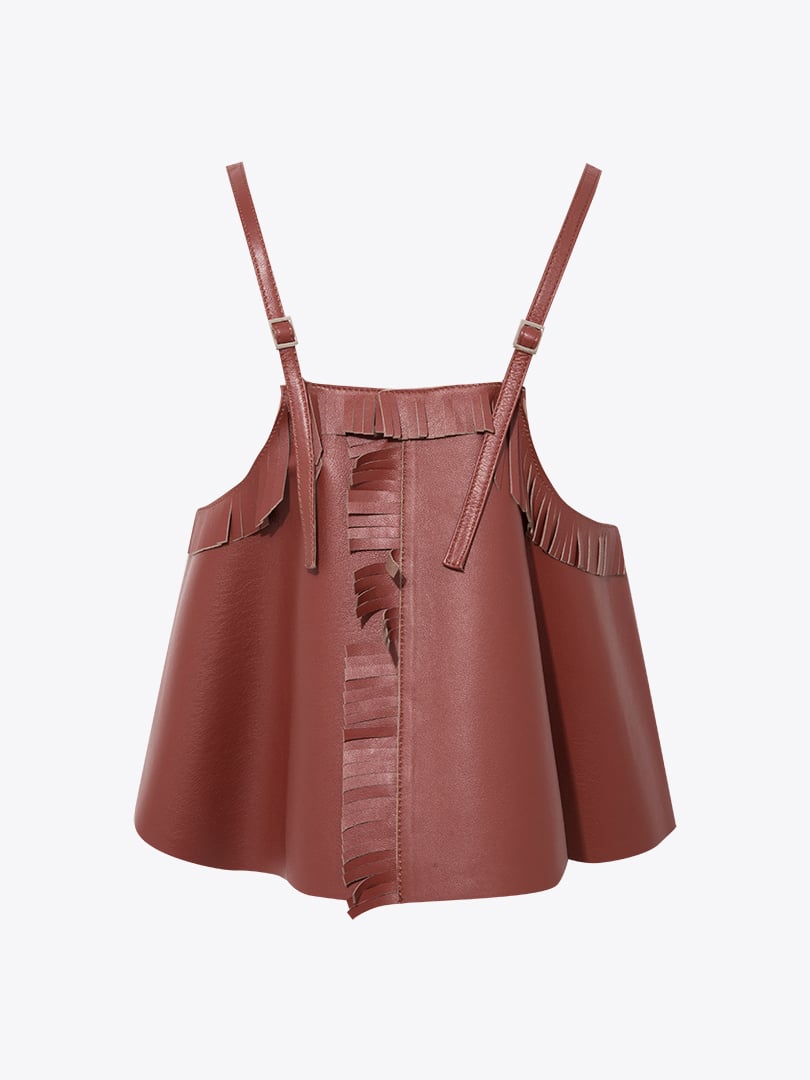 Deri Crop Top - Bordo