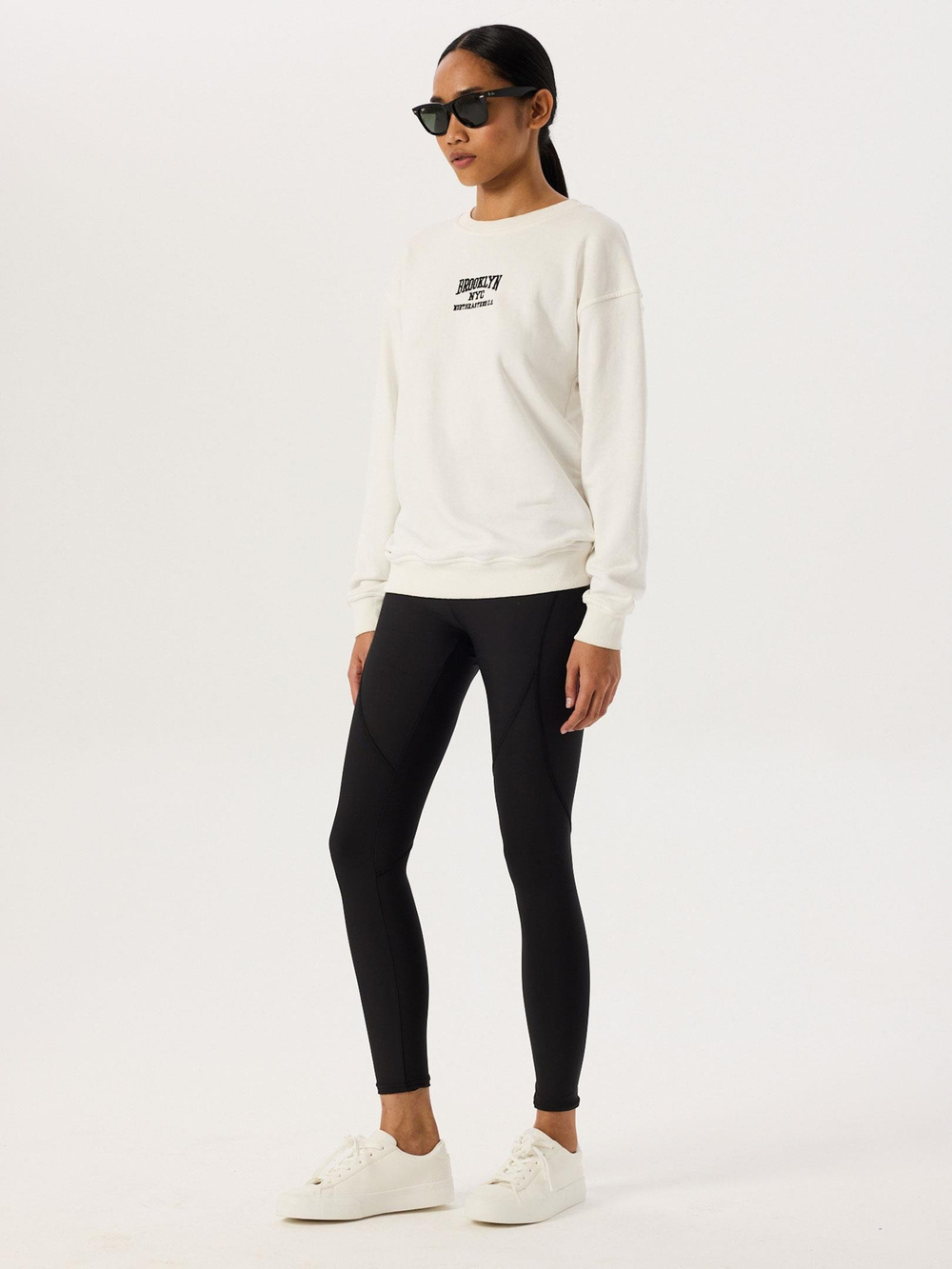 Dikişli Yüksek Bel Tayt - Siyah