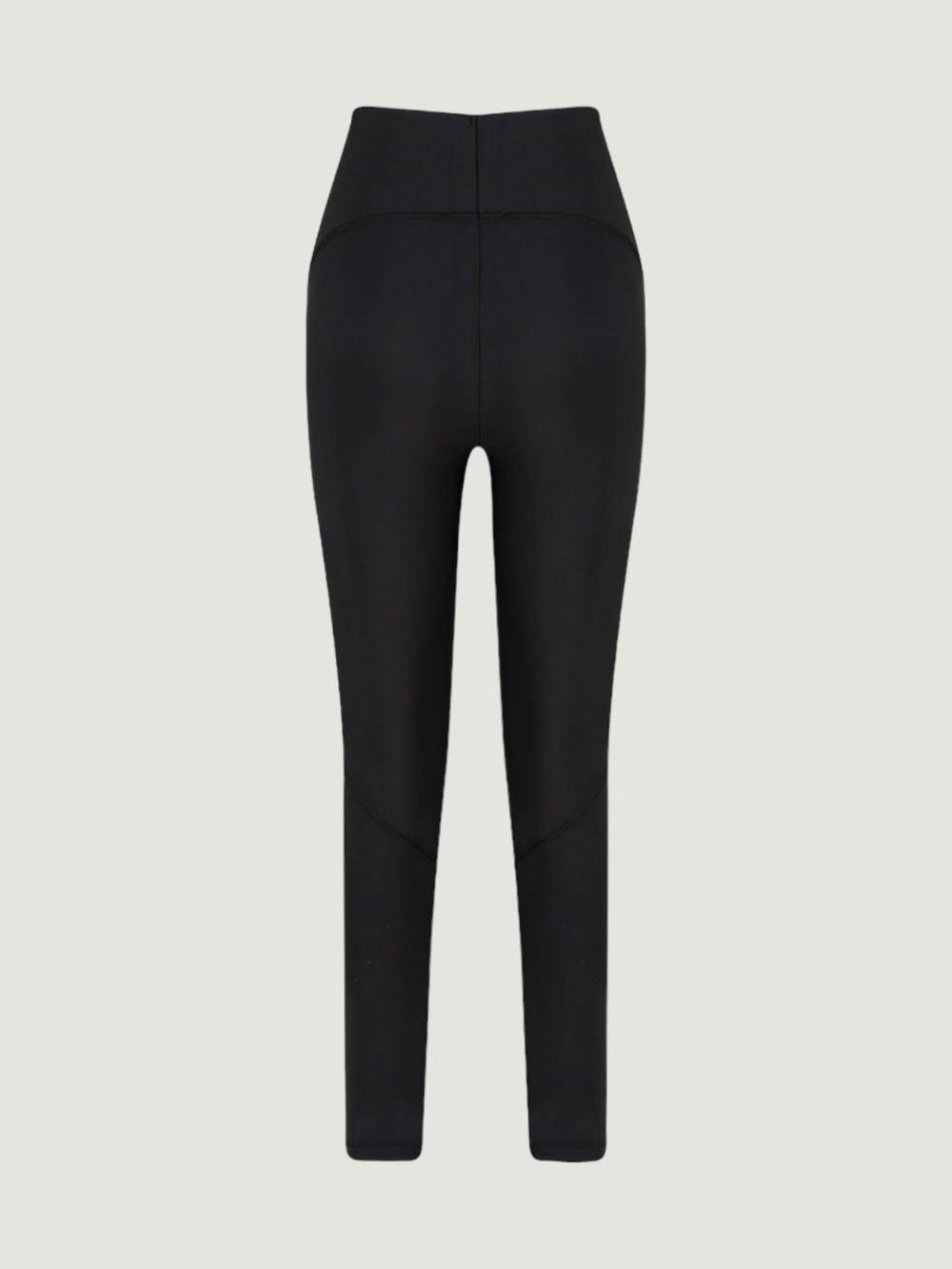 Dikişli Yüksek Bel Tayt - Siyah